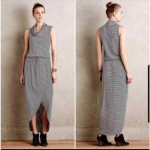 Anthropologie Dolan Black/White Striped Cowl Neck Sleeveless Maxi Dress Size XS